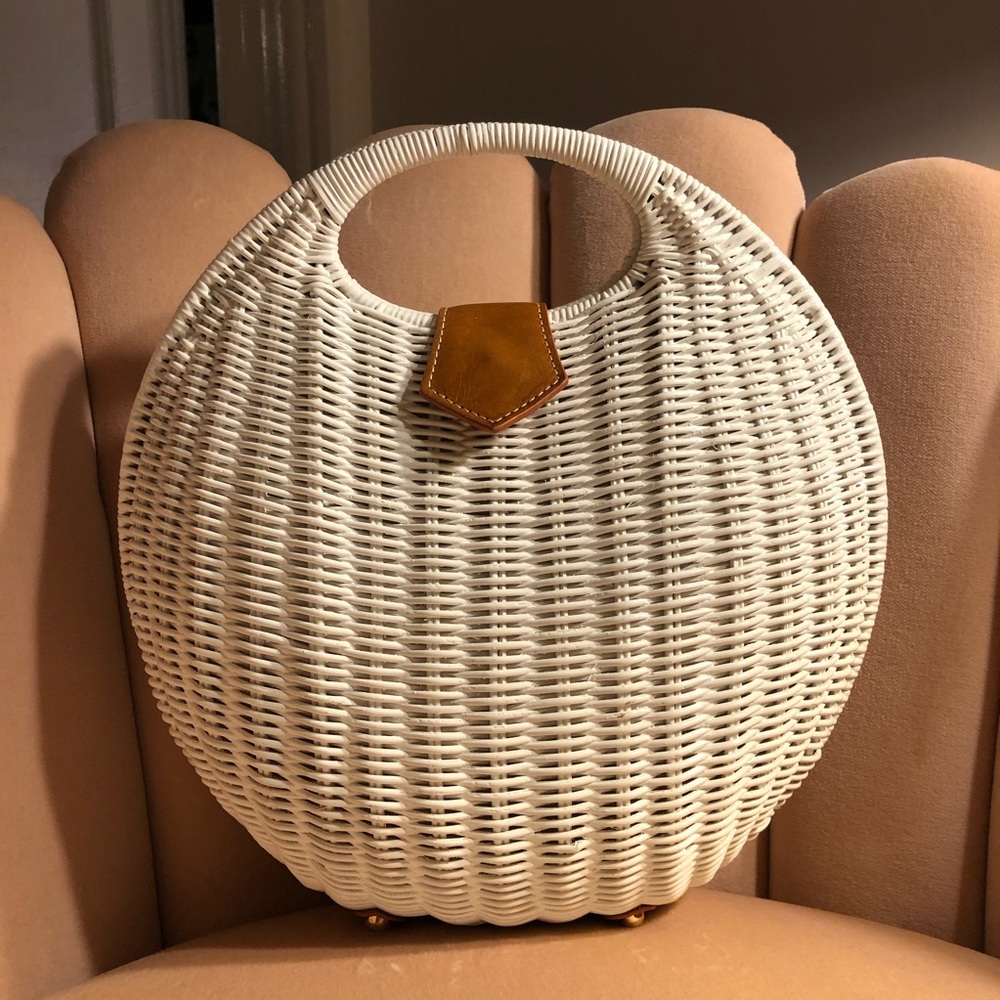 J McLaughlin white wicker bag.